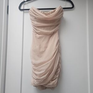 OH POLLY Corset Ruched Mini Dress Sand Size US 0 NWT